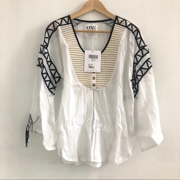 One Teaspoon black and white boho top - Picture 2 of 7